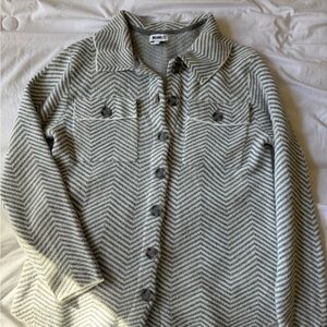 William Rast Gray Chevron Knit Shirt Jacket